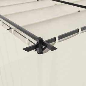 krémszínű acél pavilon függönyökkel 6 x 3 m