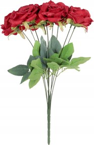 Csokor 9 Rózsa 48CM Piros Színű Művirág Rózsa Élő Váza