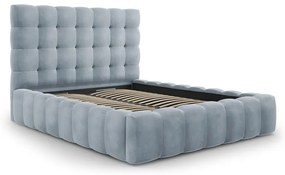 Világoskék kárpitozott franciaágy tárolóhellyel, ágyráccsal 160x200 cm Bali – Cosmopolitan Design