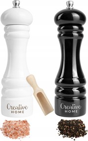 Kézi fa só- és borsdaráló szett, természetes, univerzális, 2 darabos