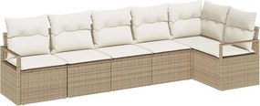 vidaXL Kerti Kanapé Szett párnával 6 pcs Beige és Fehér polirattan