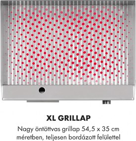 Klarstein Grillmeile 3000R, elektromos grill, 3000 W, grill lap, 54,5 x 35 cm, bordás