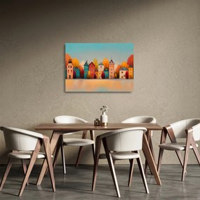 Üveg kép - Őszi falu (70x50 cm)
