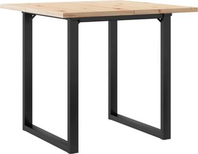vidaXL tömör fenyőfa és acél étkezőasztal O-vázzal 80x80x75,5 cm