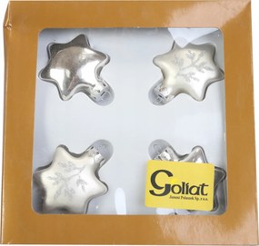 4 db-os üveggömb szett ezüst csillagok 5cm