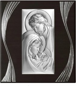 Vászonkép ezüst 28x30,5cm Szent Család téglalap keret barna