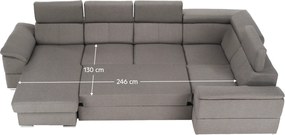 Ülőgarnitúra, szükésbarna Taupe, balos kivitel, SEGORIA ROH U