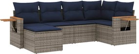 vidaXL 6 részes szürke polyrattan kerti ülőgarnitúra párnával