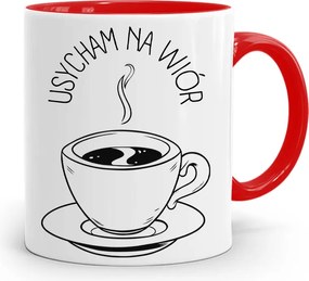 Piros Asztalos Ajándék Bögre Forgácsra Száradó, fényképes nyomattal