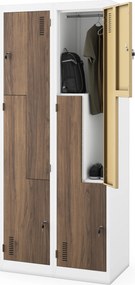 L típusú öltözőszekrény fehér / dió: Eco Design JULIA, 800 x 1850 x 450 mm