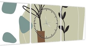 Kép - Virágok vázában N⁰2 (órával) (90x30 cm)