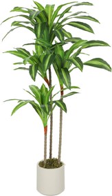 HOMCOM Dracaena műnövény állítható ágakkal, fehér PP és cement kaspó – PEVA levelek, fa törzs, 60 × 40 × 120 cm (24 × 16 × 47 hüvelyk) | Aosom