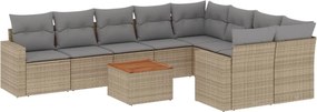 vidaXL 10 részes bézs polyrattan kerti ülőgarnitúra párnával