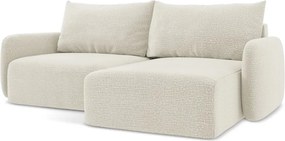 Krémszínű kinyitható-tárolóhelyes sarokkanapé (jobb oldali) Kalena – Makamii