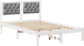 vidaXL Ágykeret fejtámlával Világosszürke 135 x 190 cm Tömör fenyőfa