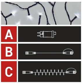 LED Karácsonyi kültéri lánc 100xLED/15m IP44 hideg fehér