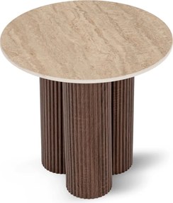 Asztal CARTAGENA 80 cm travertin/dió