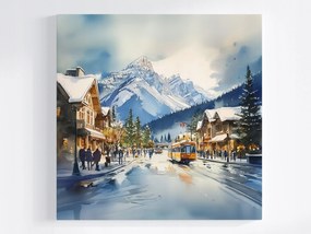 Poszter Város Üdülőhely Hegyek Tél Hó Utca Fagy 40x40