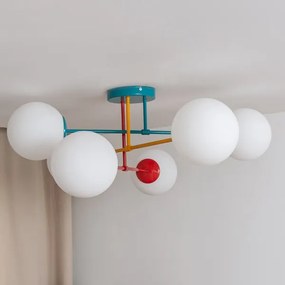 Felületre szerelt MOON csillár 6xE27/15W/230V türkiz/sárga/piros