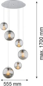 ARGON 2529 OPTICA Többágú Függesztett Lámpa Króm, Grafit E27 IP20