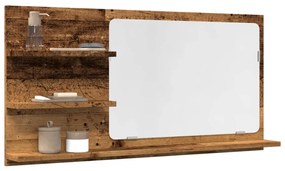 antik fa színű szerelt fa tükrös fürdőszobaszekrény 90x11x45 cm