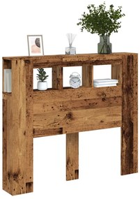 antik fa színű szerelt fa LED-es fejtámla 120x18,5x103,5 cm
