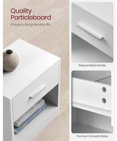 Éjjeliszekrény, 2 darabos szett, fiókkal 28 x 39 x 41 cm fehér