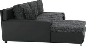 Sarokülőgarnitúra, fekete/fekete melír, TRAMP