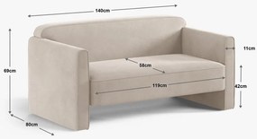 Zöld bársony kanapé 140 cm Abby – Micadoni