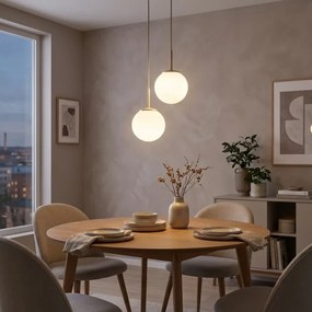 Brilagi - Kábelre függesztett csillár MILO ECRU 2xE27/60W/230V bézs/arany