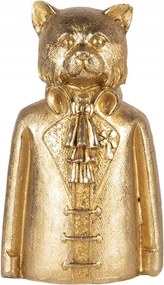 Arany dekoratív kutya figura öltönyben 8x6x15 cm