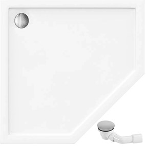 Rea Diamond, 5-szögletes zuhanykabin 90x90, 6 mm-es átlátszó üveg, matt arany profil + fehér zuhanytálca, KPL-K6506