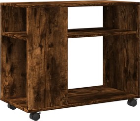 vidaXL füstös tölgy színű szerelt fa kisasztal kerekekkel 70x35x60 cm