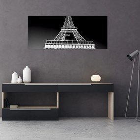 Kép - Eiffel-torony, fekete-fehér (120x50 cm)