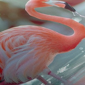 Kép - Flamingó a tóban (órával) (90x30 cm)