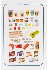 Játék szupermarket gyerekeknek, 52 darab, hangok és fények, pénztárgép, eszpresszógép, többszínű