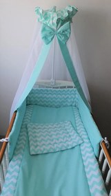 4 részes babaágynemű szett - Menta Chevron