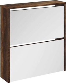 vidaXL füstös tölgy 2 szintes cipőszekrény tükörrel 63 x 17 x 67 cm