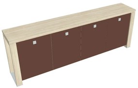 Verno+ alacsony szekrény 260 x 46 x 90 cm, üvegajtó, akác / barna