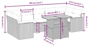 8 részes bézs polyrattan kerti ülőgarnitúra párnával