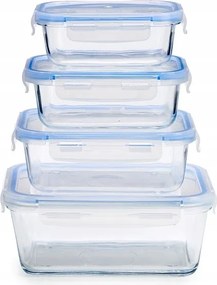 Öko Egészséges Üveg 4x Légmentesen Záródó Élelmiszer Tároló Dobozok Ar