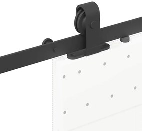 fekete acél tolóajtó fémszerelék készlet 213 cm