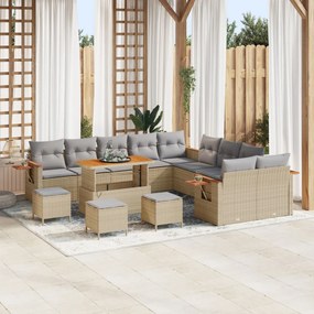 Kerti Kanapé Szett 13 pcs bézs és világosszürke 80 x 80 x 71 cm