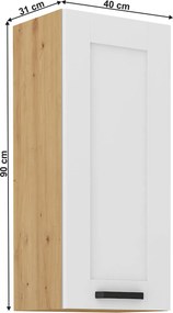Felső szekrény, fehér/artisan tölgy, LULA 40 G-90 1F