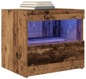 Éjjeli szekrény LED világítással 2 db Régi fa 50x40x45 cm
