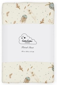 Világossárga gumis bio pamut gyerek lepedő babaágyhoz 60x120 cm Sea Garden – Cam Cam Copenhagen