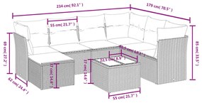 8 részes vegyes bézs polyrattan kerti ülőgarnitúra párnákkal