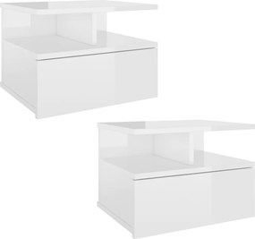 vidaXL 2 db magasfényű fehér szerelt fa lebegő éjjeliszekrény
