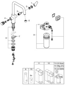 GROHE 30596000 - BLUE PURE konyhai csaptelep beépített szűrőfunkcióval, fényes króm