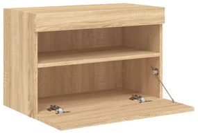 sonoma tölgy színű fali TV-szekrény LED-ekkel 60x30x40 cm